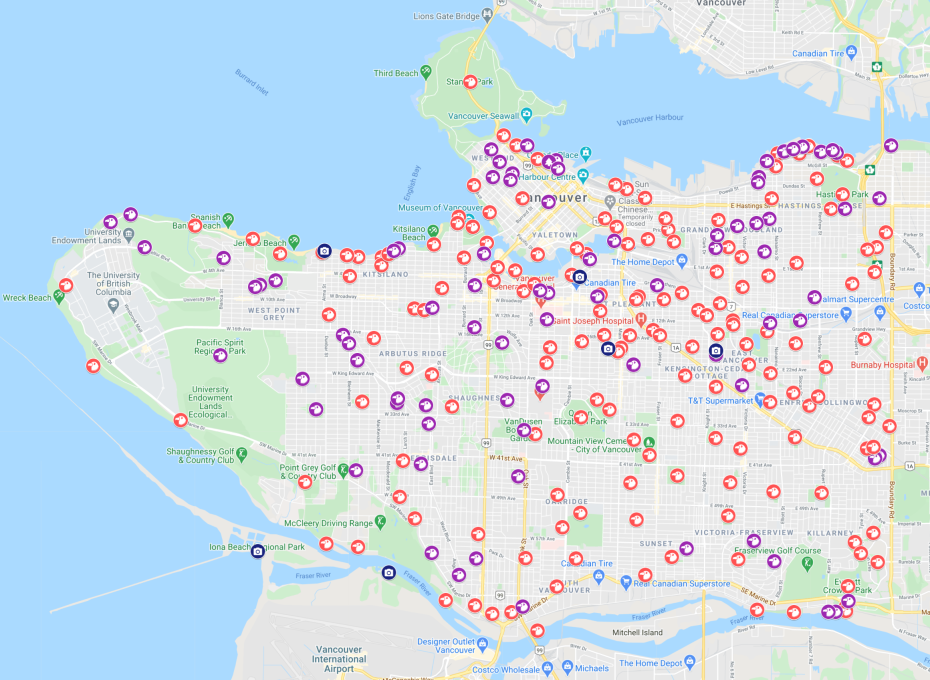 Map of all the parks in Vancouver