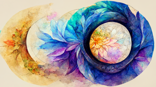 Perfect circle with flowers in phases