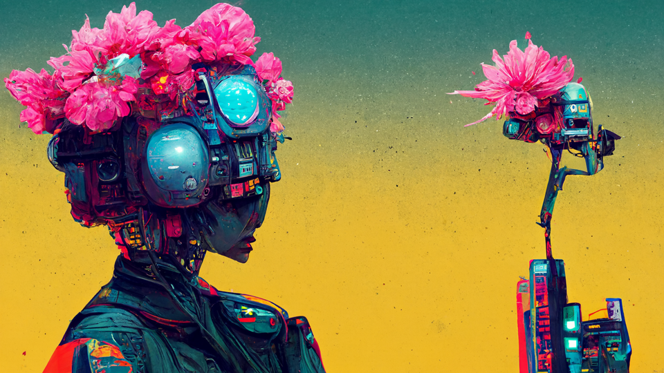 Robot with flower