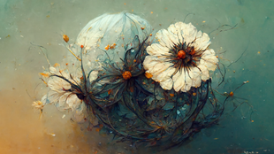 Large White Fractial Flowers 