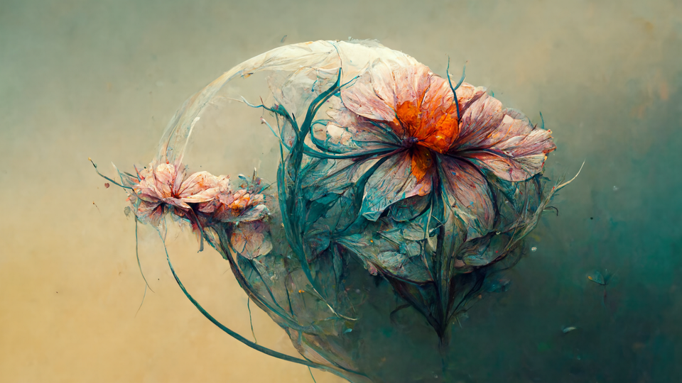 Moon behind Fractial Flowers