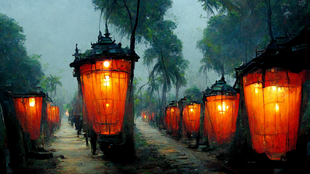 Huge Lantern Alley in Vietnam