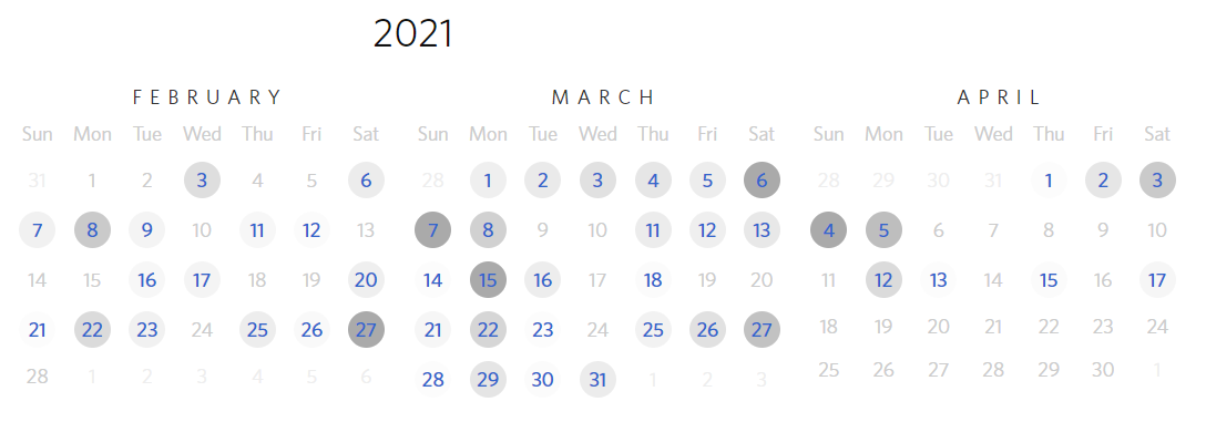 Calendar of bird photos