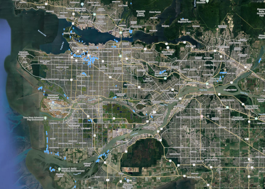 Map of bird photos