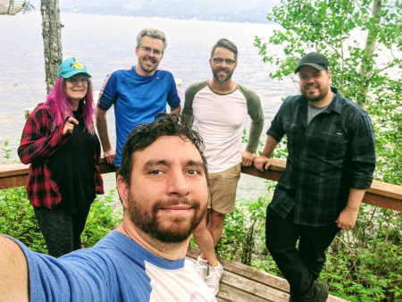 Group photo on a deck