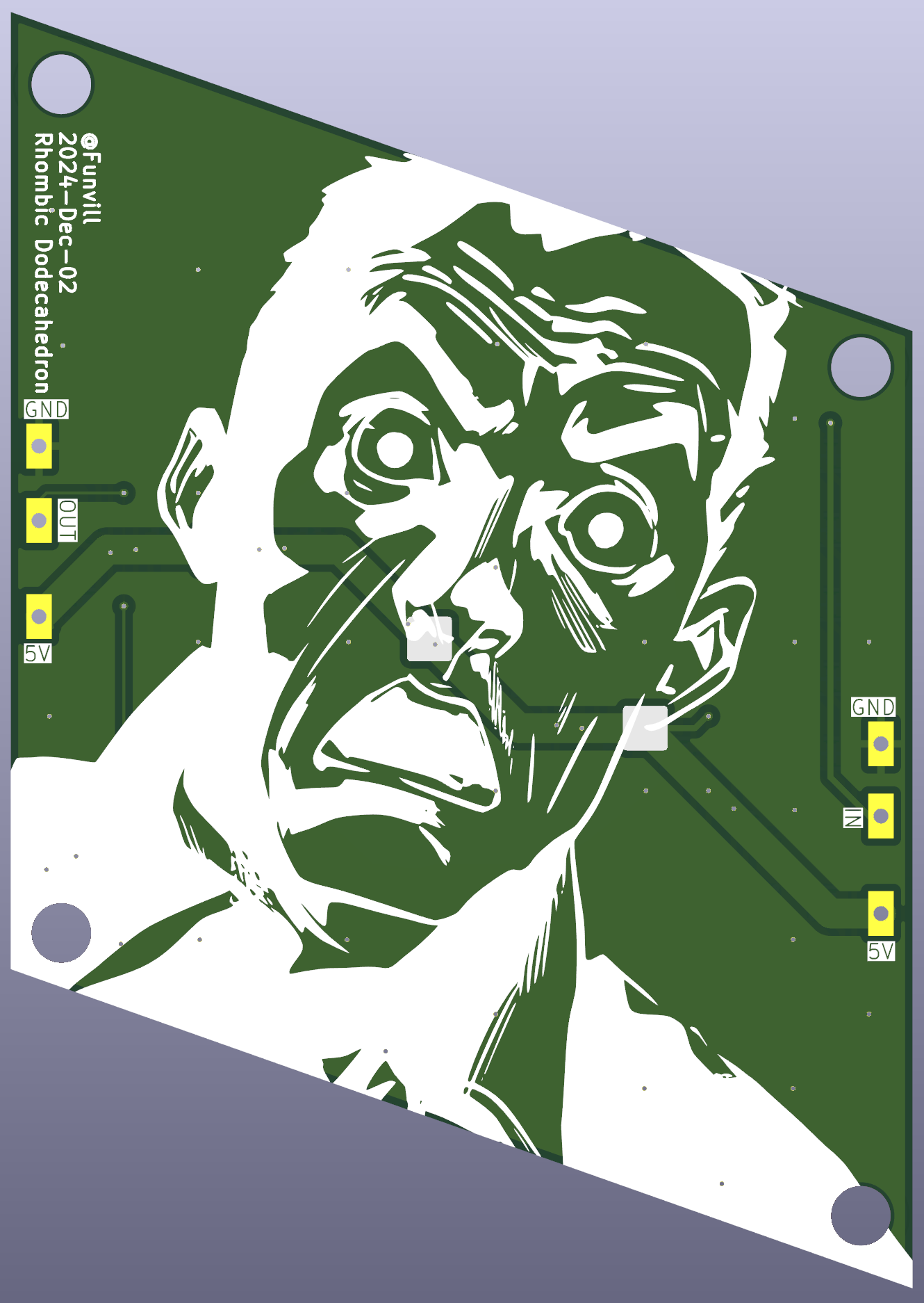 Rhombic Dodecahedron PCB, back